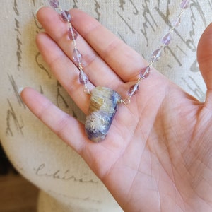 Multi-Colored Fluorite, Amethyst and Sterling Silver Necklace