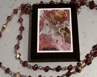 Intarsia, Garnet and Pyrite Oxidized Sterling Silver Necklace