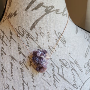 Violet Dancer, Purple Lepodilite Crystal and Rose Gold Filled Beaded Chain