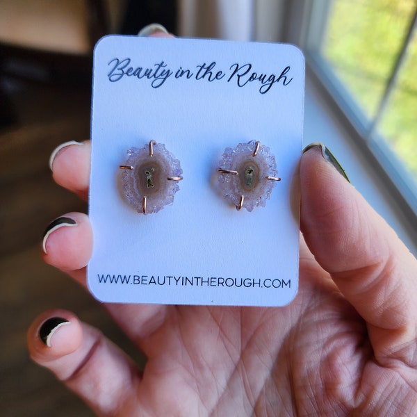 Pim, Peach Stalactite and Rose Gold Filled Stud Earrings