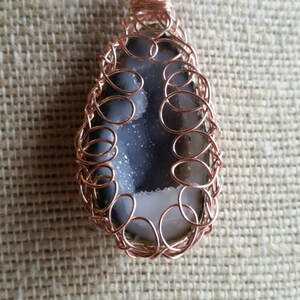 Blue Agate Geode and Freshwater Pearl Rose Gold Plated Necklace image 3