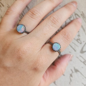 1 Opal Doublet and Sterling Silver Oxidized Ring