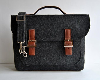Sale !!! Felt leather laptop bag 13" with leather briefcase 13 MacBook Pro laptop urban felt bag Gift for him Laptop Leather Felt laptop bag