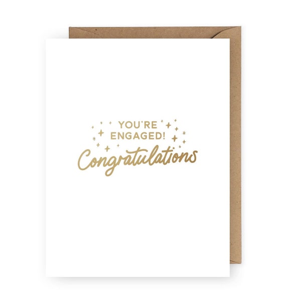 You're Engaged Foil Greeting Card, Minimalist Card for Friend, Love Card