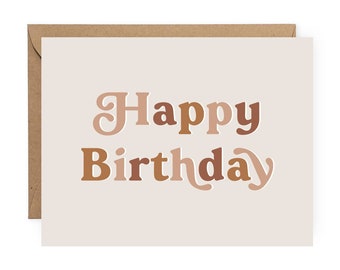 Happy Birthday Greeting Card, Simple Boho Card for Friend