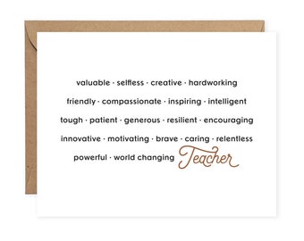 Teacher Appreciation Greeting Card, Thank You Teacher Gift