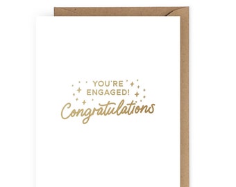 You're Engaged Foil Greeting Card, Minimalist Card for Friend, Love Card