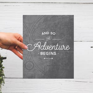 Explore Decor, Adventure Begins Baby Shower, Travel Quote, Adventure Nursery, College Graduation Gift, Adventure Awaits, Wedding Gift, Map