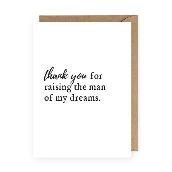 Thank You for Raising The Man of My Dreams Greeting Card, Card for In-Law