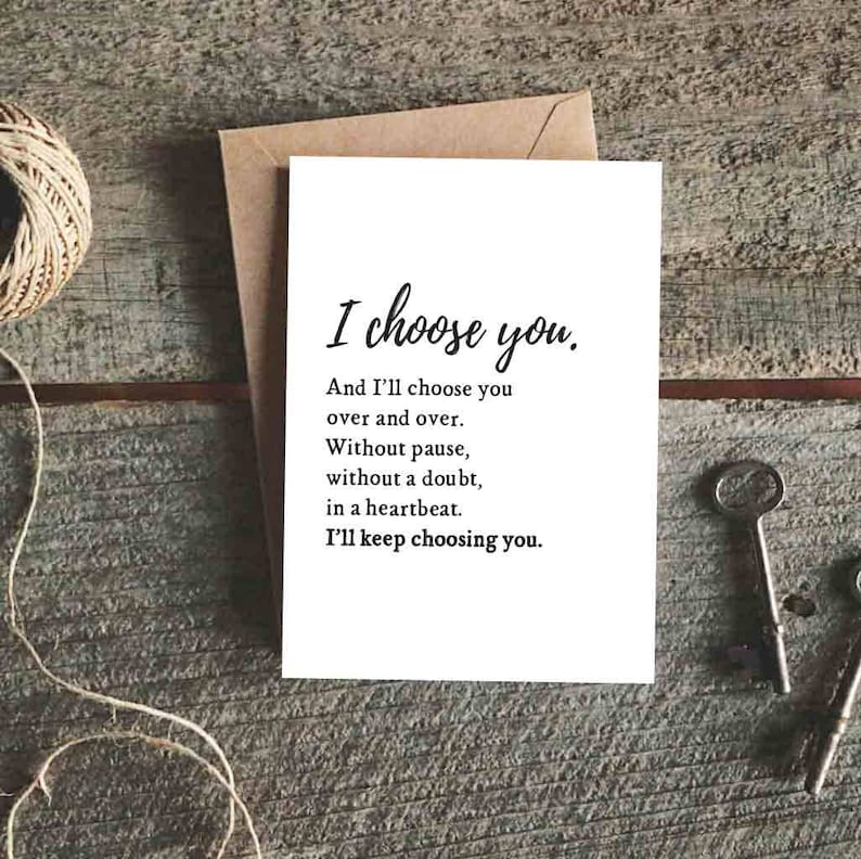 Wedding Card for Husband, Wedding Day Card, Valentine's Day Card for Wife, Anniversary Card for Him, I Choose You and I'll Choose You Card 