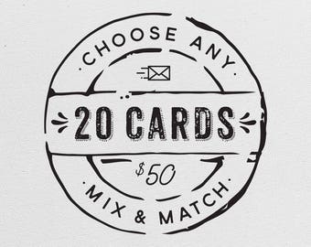 Choose Any 20 Greeting Cards | Set of Cards, Funny Anniversary Card for Boyfriend, Pun Card, Card for Wife, Card for Husband, Thank you Card