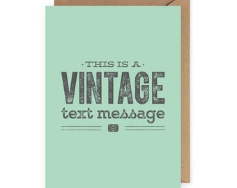 Funny Just Because Card, Vintage Text Message, Friendship Card, Funny Thank You Card, Funny Cards for Men, Best Friend Card, Birthday Card