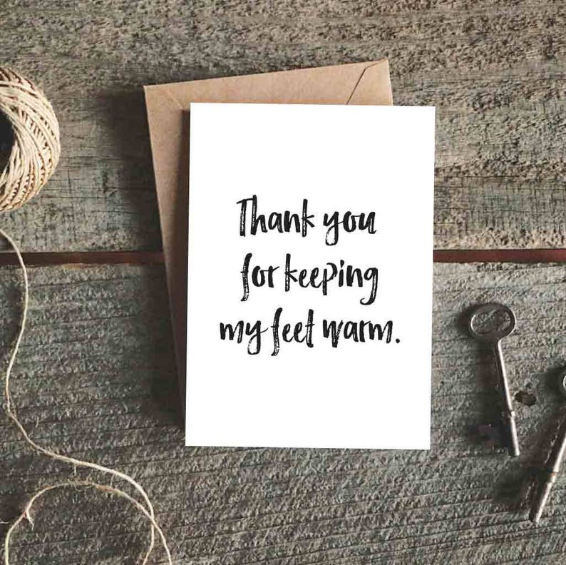 Funny Card for Girlfriend Funny Valentine Card Funny Valentine/'s Day Card for Boyfriend Feet Warm Card Funny Anniversary Card Vday Card