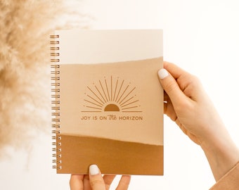 Joy is on the Horizon Journal with Lined Pages, Boho Notebook, Gift for Her