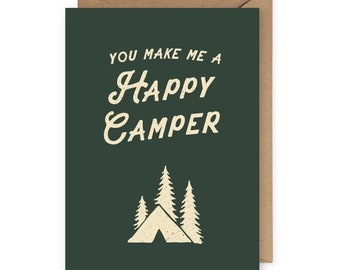 Funny Birthday Card, Camping Sign, Funny Anniversary Card, Card for Him, Boyfriend Card, Card for Her, Happy Camper Card, Adventure Awaits