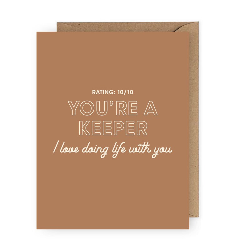 Funny Anniversary Card for Him, 10/10 You're a Keeper, Valentine's Card for Boyfriend or Girlfriend image 1