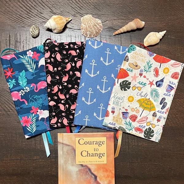 Book Covers ~ Al-Anon ~ One Day at A Time ~ Courage to Change ~ Living Today in Alateen ~ Handmade Fabric Book Covers with two Page Markers