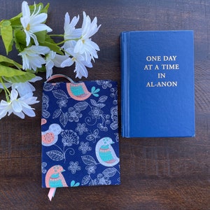 Book Cover - Al-Anon - One Day At A Time - Courage to Change - Fabric - Handmade - Book Accessories