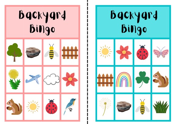 Backyard Bingo Game Children Printable Digital PDF | Etsy