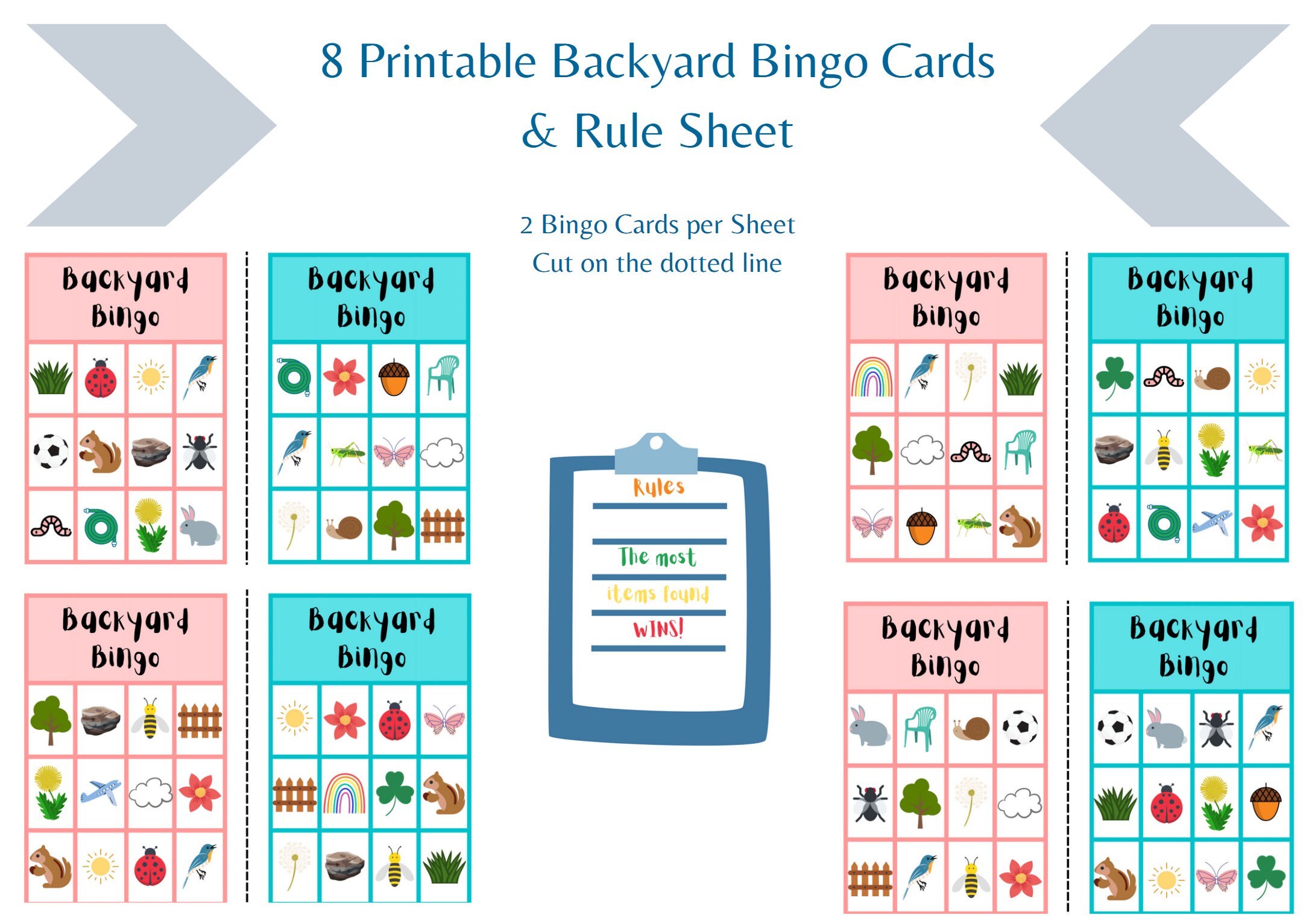 Backyard Bingo Game Children Printable Digital PDF - Etsy