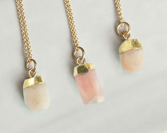 Pink Opal Pendant 14K Gold Fill, Rough Opal Necklace, October Birthstone Pendant Gold, Gift For Sister in Law