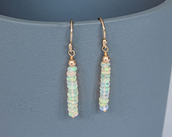 Mothers Day Gift, Real Opal Earrings, October Birthday Gift, Opal Drop Earrings, Gift For Mom, Long Opal Earrings, Ethiopian Opal Jewellery