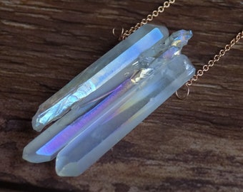 Mothers Day Gift, Crystal Necklace For Women, Gift For Mom From Daughter, Angel Aura Quartz Necklace, Rainbow Crystal Jewellery
