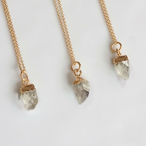 Herkimer Diamond Pendant 14K Gold Fill, Raw Diamond Pendant UK, April Birthstone Jewellery, Natural Diamond Necklace Gold, Rough Diamond