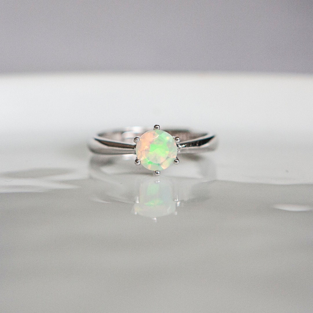 Real Opal Ring Sterling Silver Genuine Opal Jewellery Round - Etsy UK