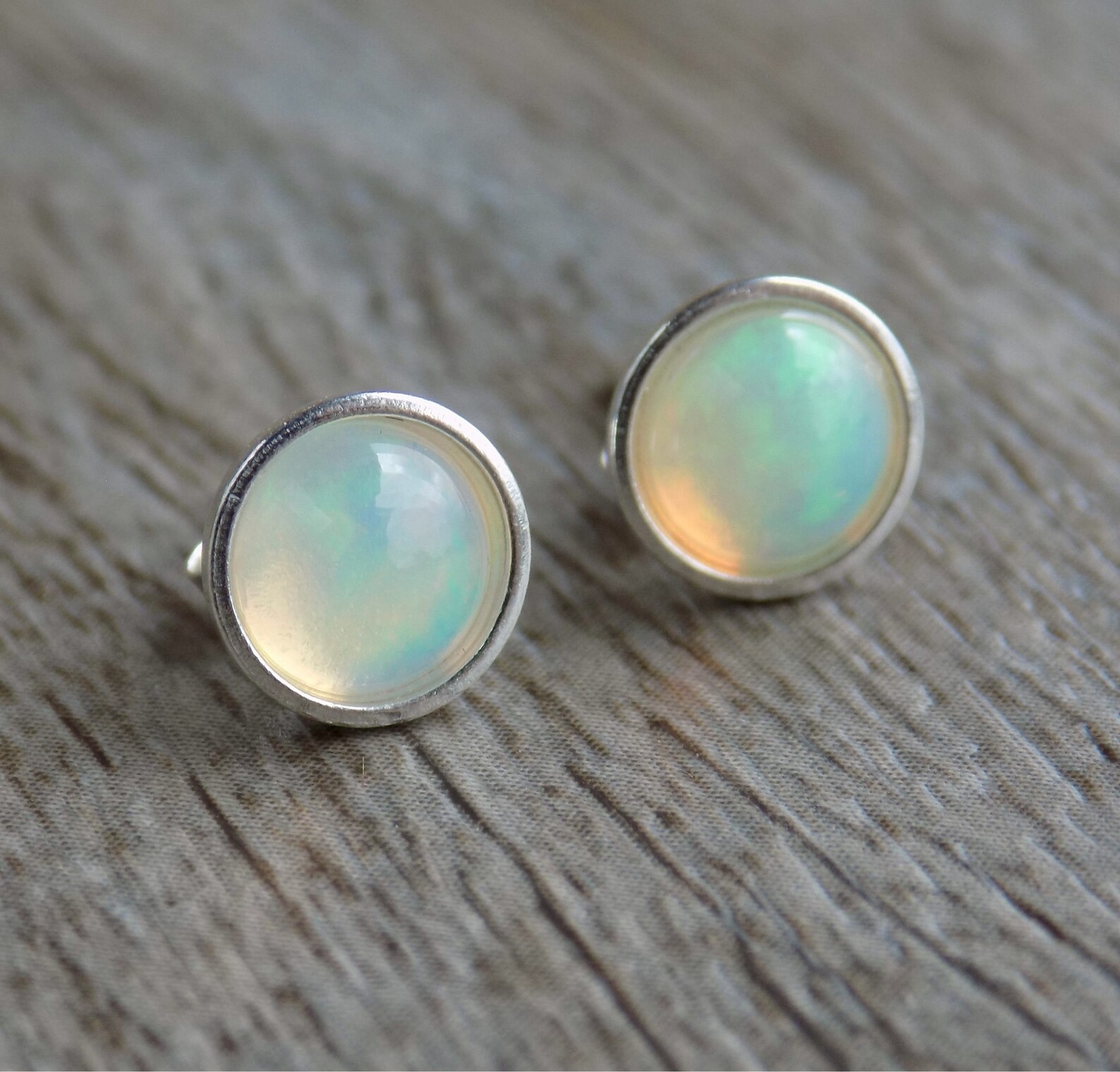 Genuine Opal Earrings Sterling Silver Opal Stud Earrings | Etsy