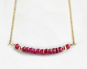 Christmas Gift For Mum, Ruby Wedding Anniversary Gift For Wife, Ruby Necklace Gold, Ruby Birthstone Jewellery