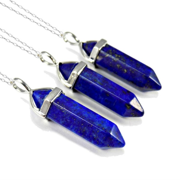 Lapis Lazuli Necklace, Simple Petite Jewelry, Summer Fashion Jewelry, Lapis Lazuli Pendant, Cobalt Blue Long Crystal Choker, Colour Pop