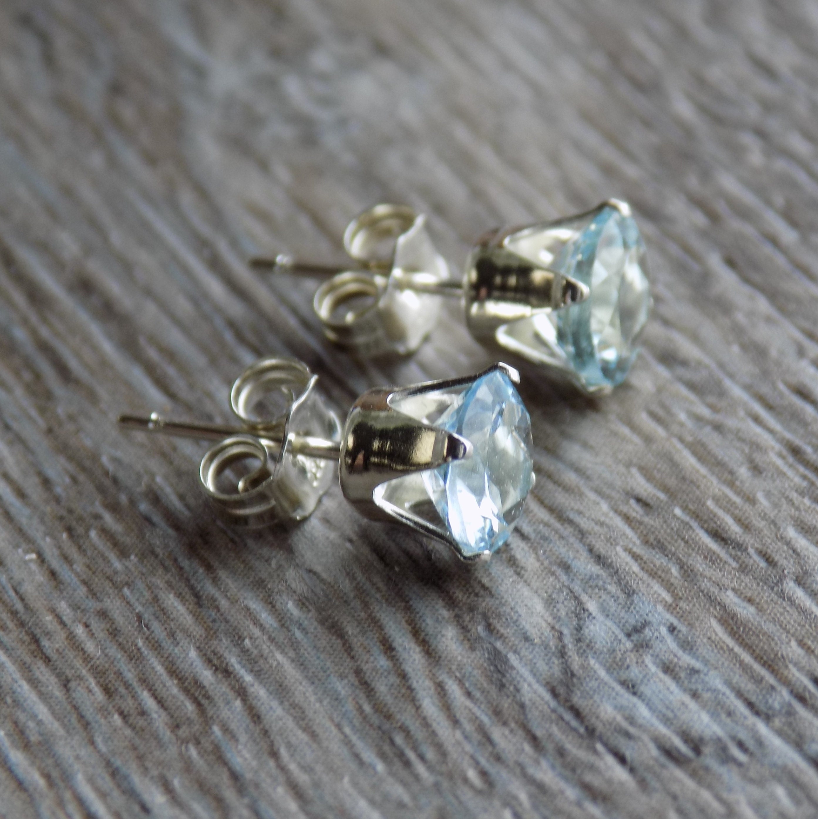 Aquamarine Stud Earrings Sterling Silver Anniversary Gift for | Etsy