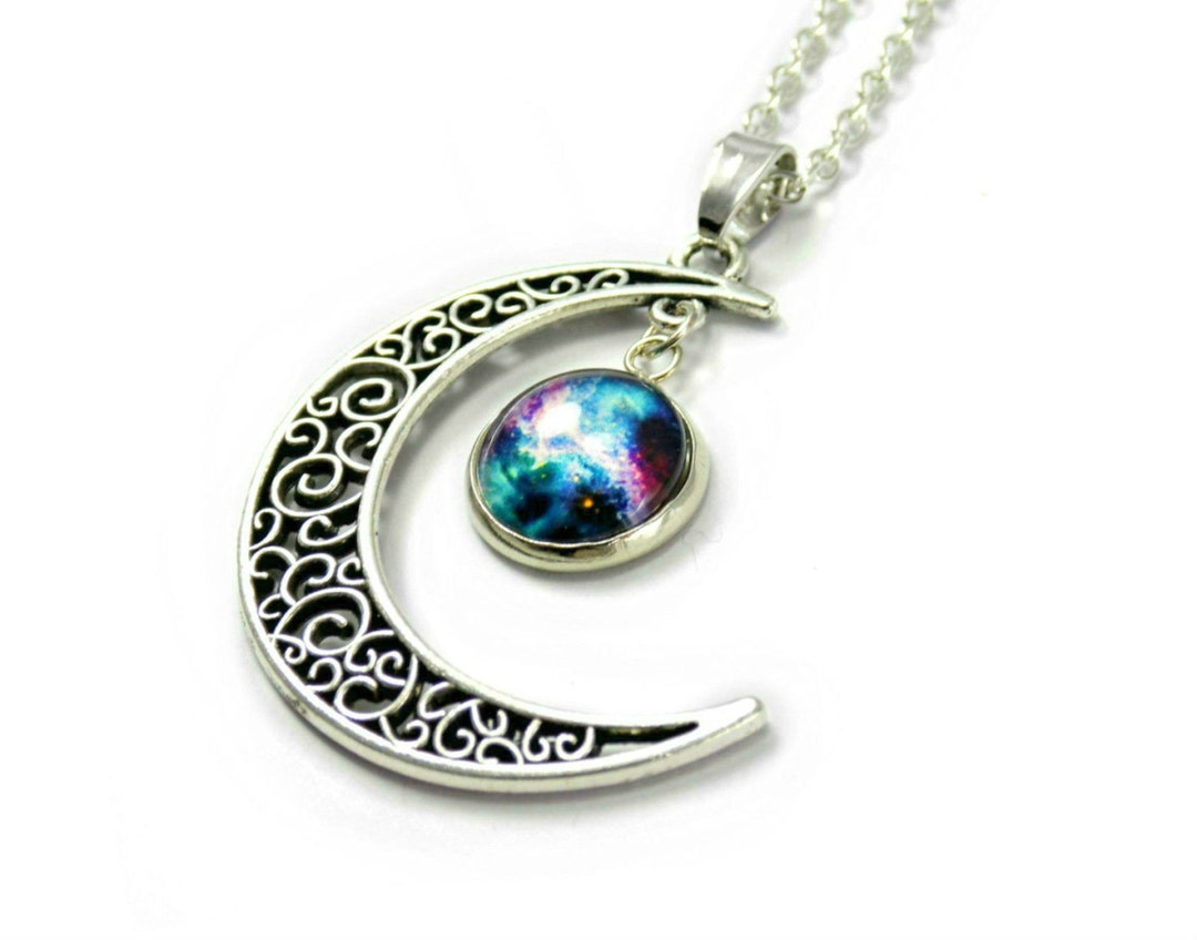 Crescent Moon Necklace Silver Moon Jewelry Moon Pendant Etsy UK