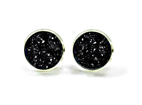 black sparkly stud earrings