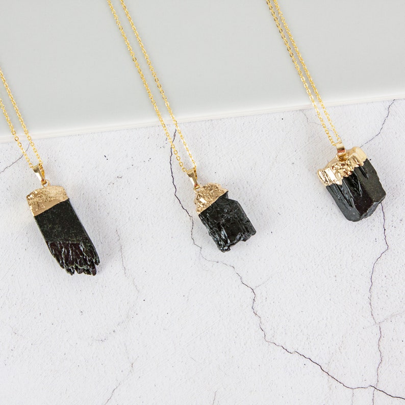 Black Tourmaline Necklace Raw Tourmaline Pendant Meditation Etsy UK