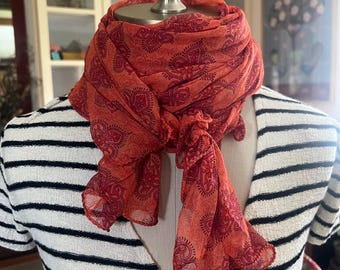 Oversized Chiffon Fall Scarf | Lightweight Autumn Shawl, Elegant Travel Wrap