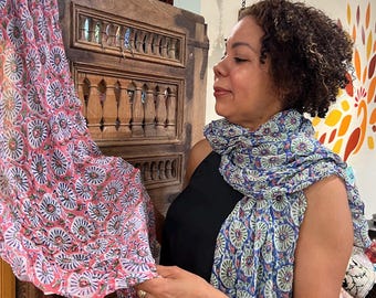 Floral Chiffon Scarf | Lightweight Shawl, Head Wrap, Neck Travel Accessory MAYIL