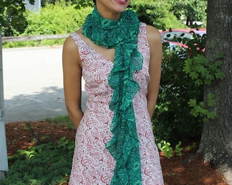 Ruffle Chiffon Scarf | Lightweight Floral Wrap, Outfit Accessory