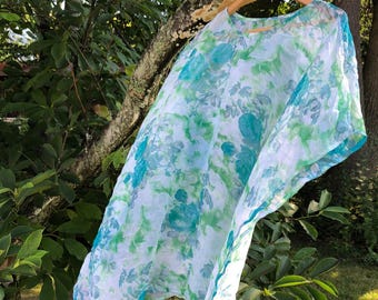 White Floral Poncho-Scarf | Two-in-One Accessory | outdoor Event wrap | MAYIL Poncho