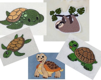 Digital embroidery file for the embroidery machine, sloth and turtles