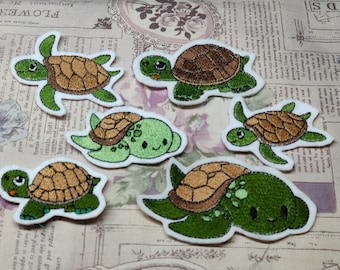 digitale download, borduurbestand 3 schildpadden in twee maten