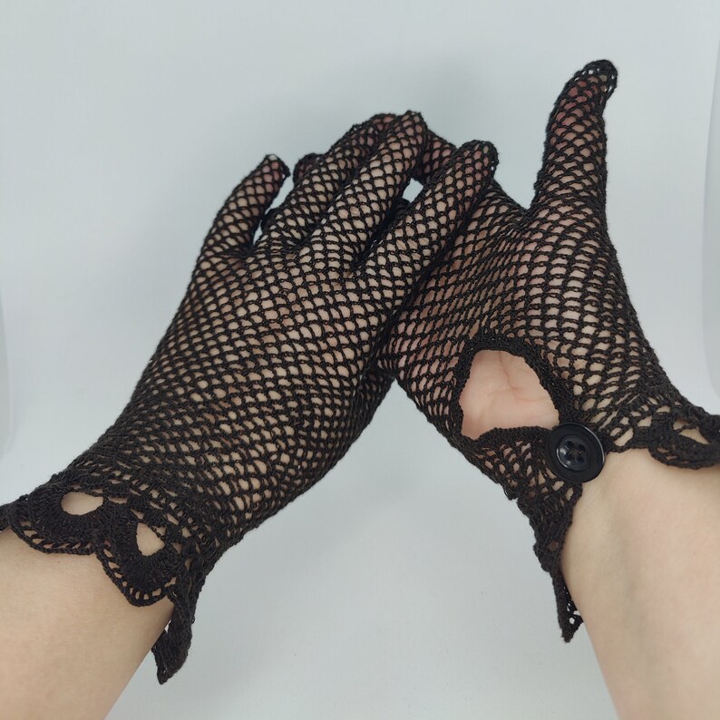 Crochet lace gloves made to order Black