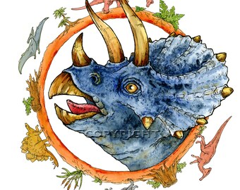 TRICERATOPS Watercolor Print