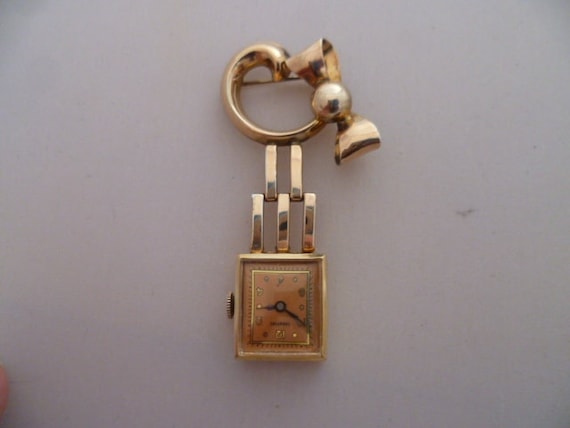 1940s watch brooch lunesa - Gem