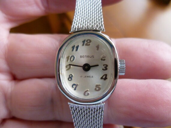 silver benrus watch, cocktail watch, swiss watch - image 2