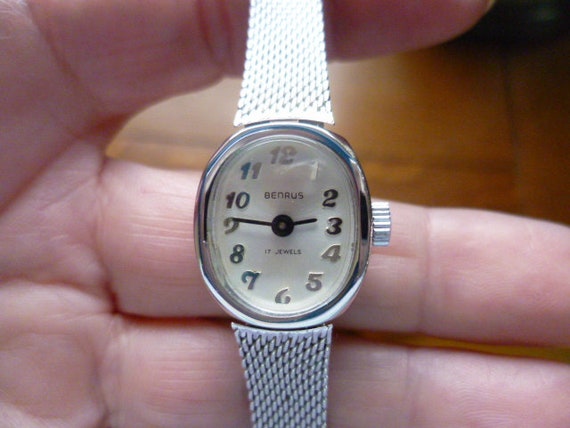 silver benrus watch, cocktail watch, swiss watch - image 1