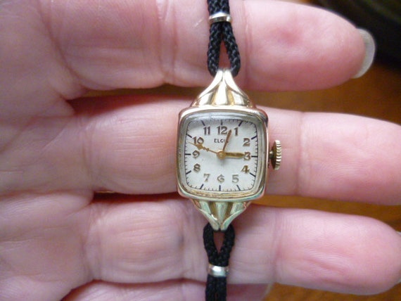 gold tone elgin watch, mechanical swiss watch, gol