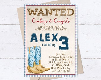 Cowboy Boot Western Birthday Invitation