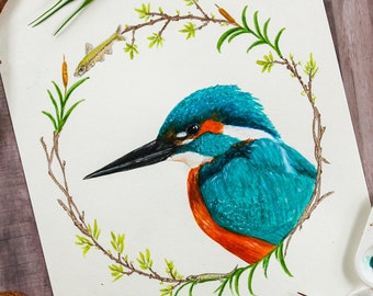 Kingfisher Watercolor Print